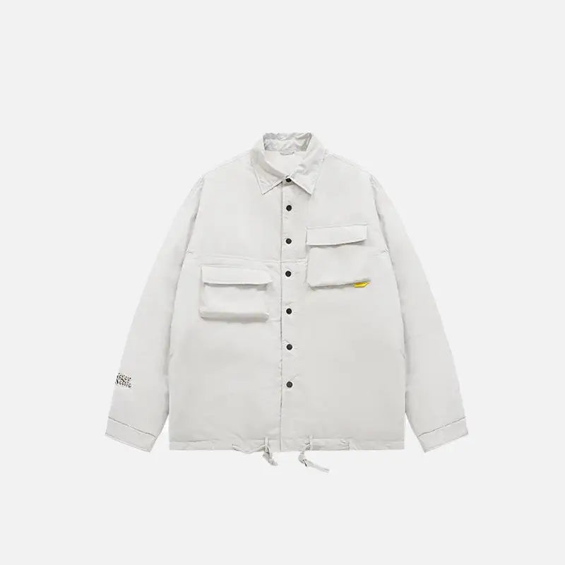 Original y2k cargo windbreaker jacket with multi-pockets - grey / m - jackets