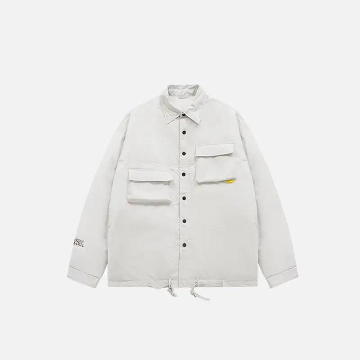 Original y2k cargo windbreaker jacket with multi-pockets - grey / m - jackets