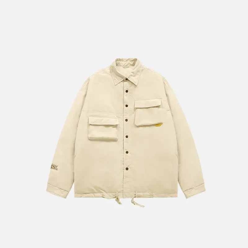 Original y2k cargo windbreaker jacket with multi-pockets - khaki / m - jackets