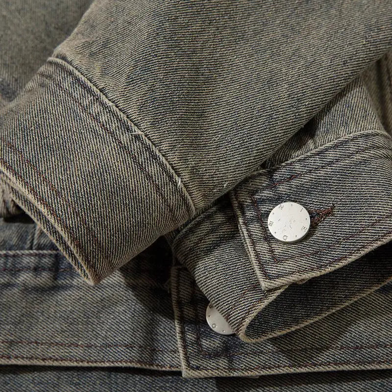 Y2k multi-pocket denim jacket in premium polyester and cotton blend