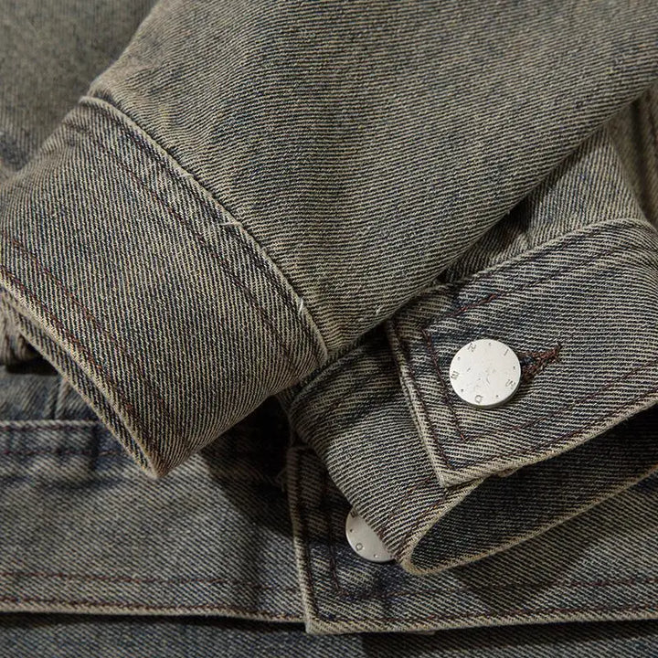 Y2k multi-pocket denim jacket in premium polyester and cotton blend