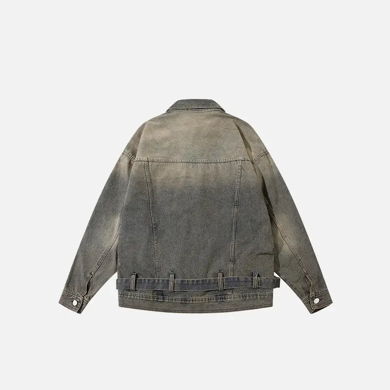 Y2k multi-pocket denim jacket in premium polyester and cotton blend