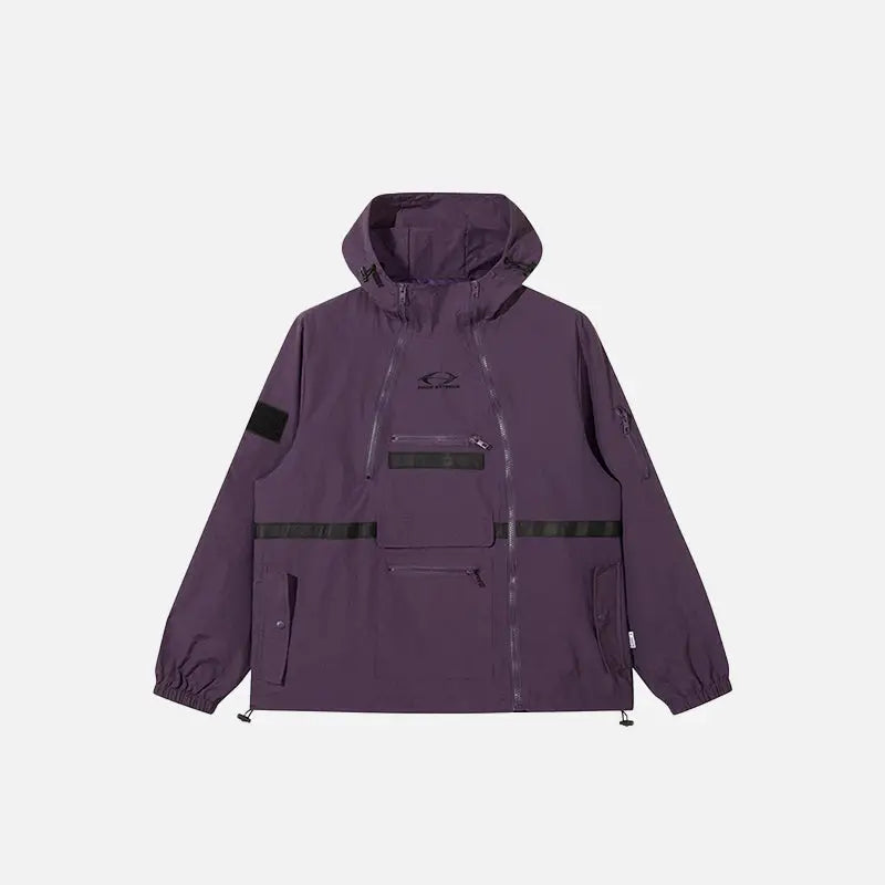 Y2k multi-pocket irregular zip hoodie for ultimate comfort and style - purple / m - hoodie