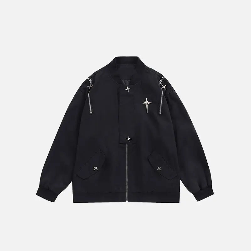 Multi star rivet y2k jacket for stylish nostalgic looks - black / s