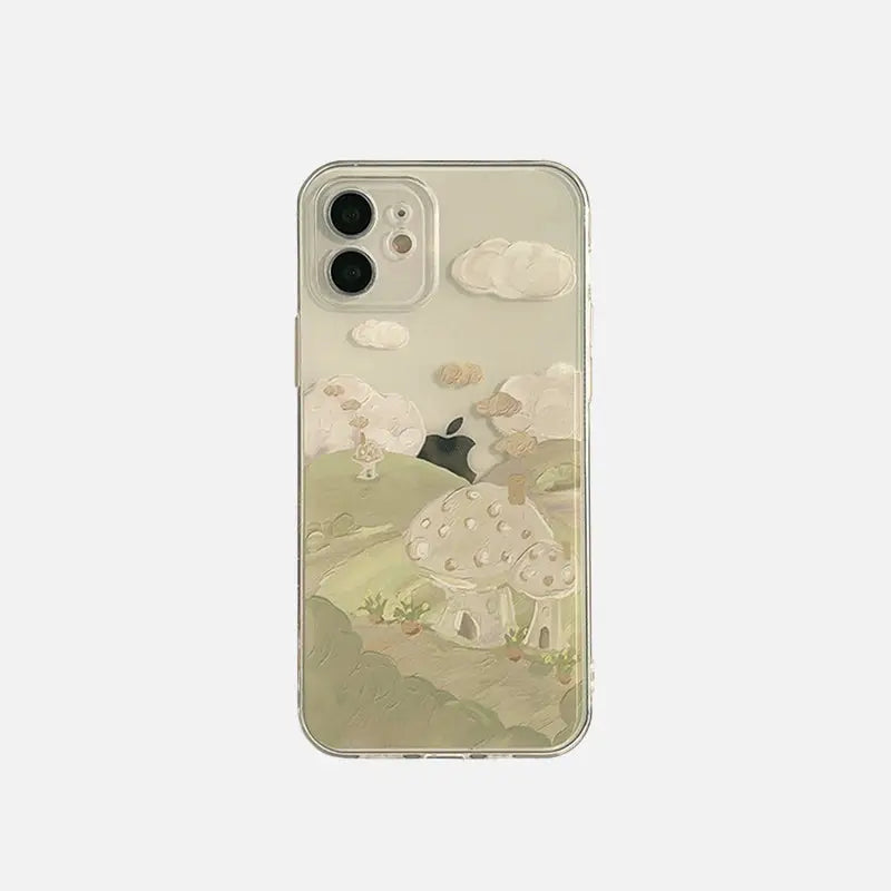 Hand-painted mushroom landscape phone case for y2k iphone - iphone 7 8 - cases