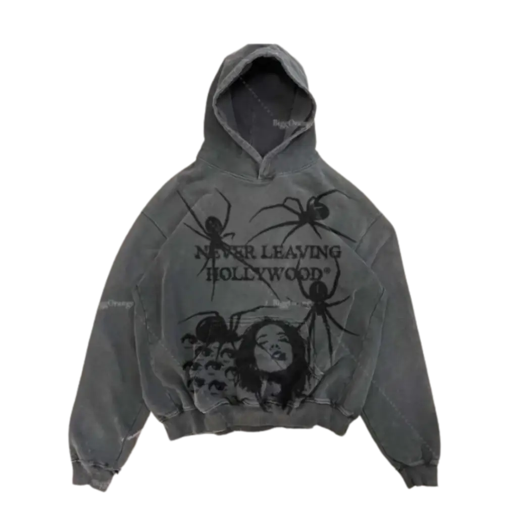 Y2k never leaving hollywood hoodie - dunkelgrau / s