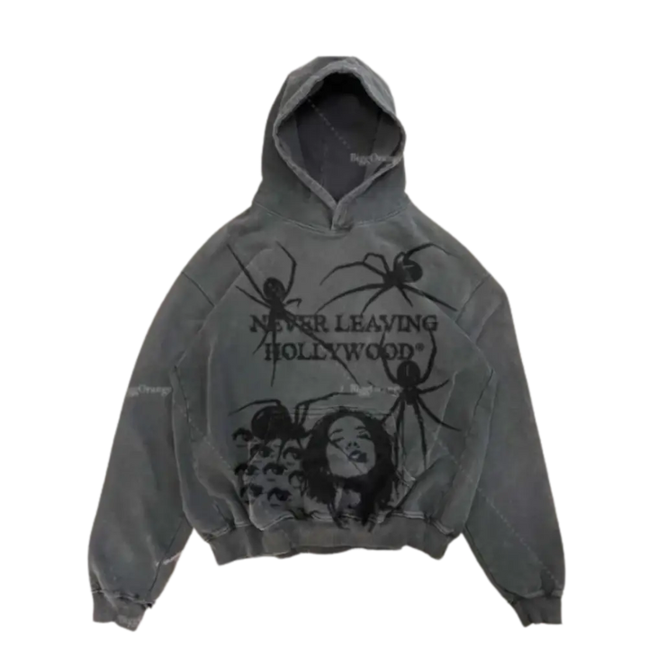 Y2k never leaving hollywood hoodie - dunkelgrau / s