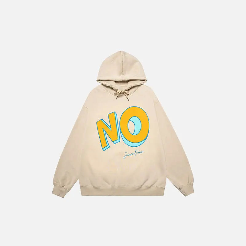 Loose-fitting hoodie from y2k streetwear collection in high-quality polyester - beige / m - hoodies