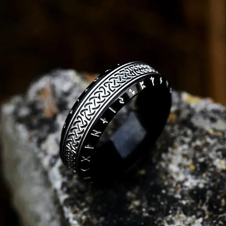 High quality titanium steel ring for viking enthusiasts - all black / us no. 7 - rings