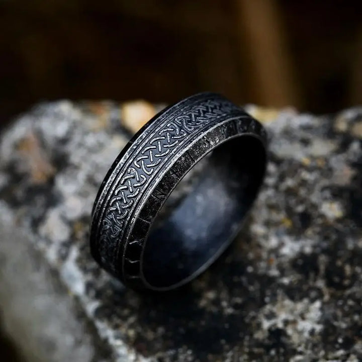 High quality titanium steel ring for viking enthusiasts - ancient black / us no. 7 - rings