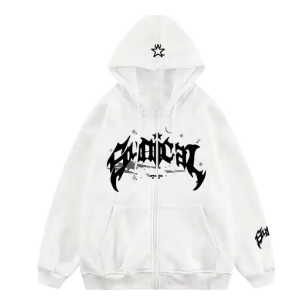 White y2k zipper not social for urban fashion lovers - m