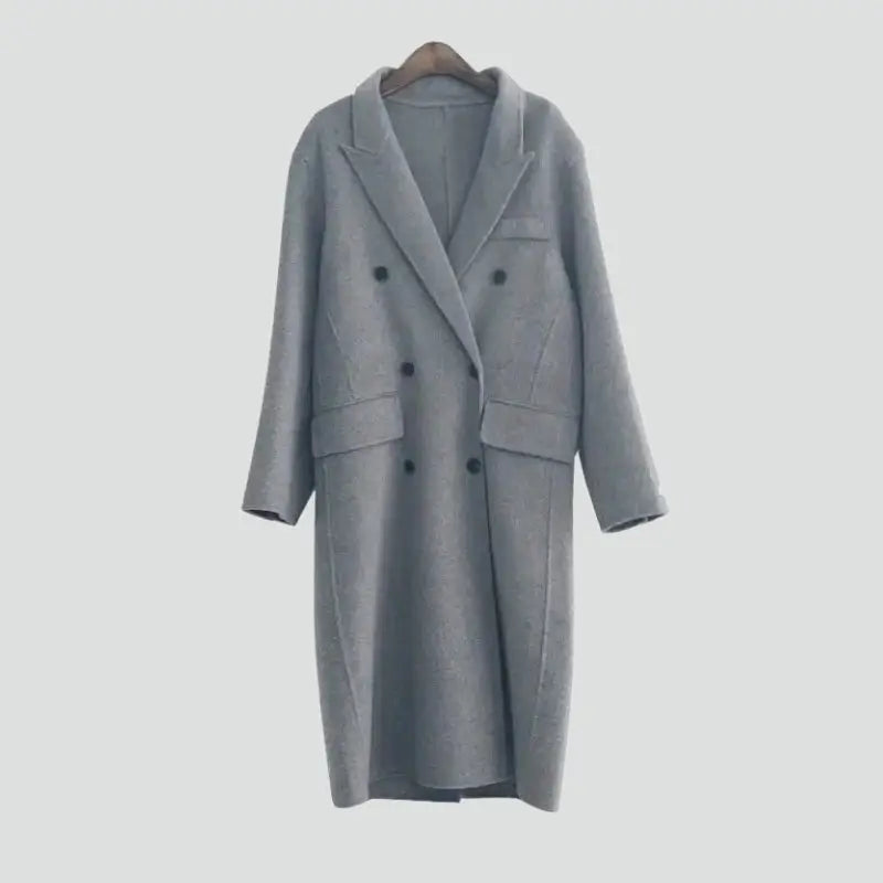 Grey oversized double-breasted y2k jacket for versatile styling - coat