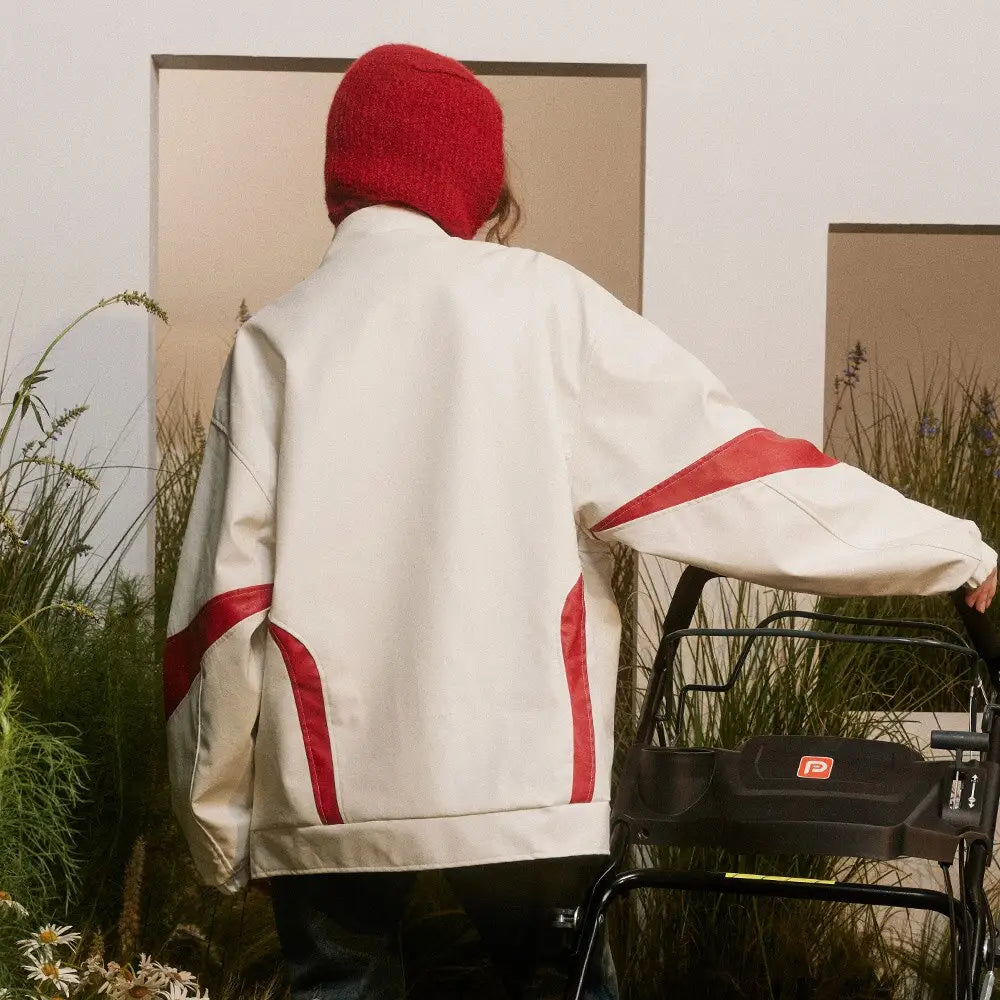 Oversized zippered leather jacket for trendy y2k fashion - jackets