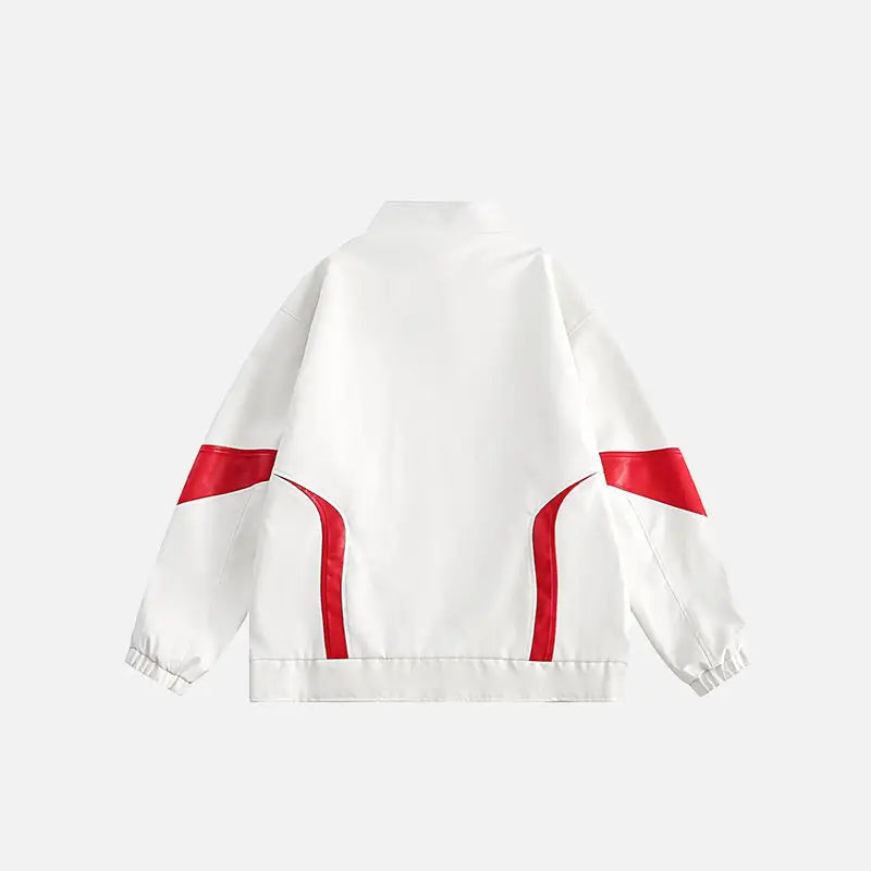 Oversized zippered leather jacket for trendy y2k fashion - jackets