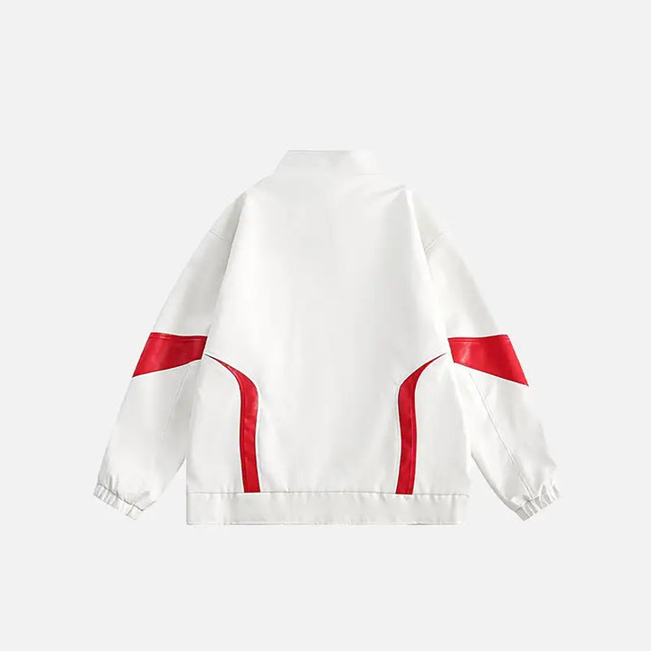 Oversized zippered leather jacket for trendy y2k fashion - jackets