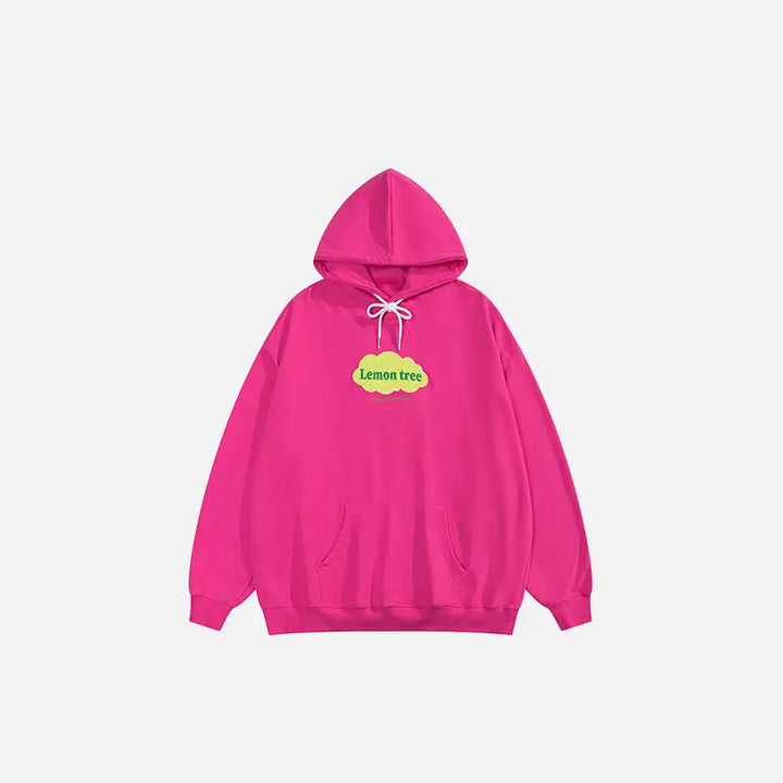 Oversized lemon tree hoodie from y2k streetwear for comfort and style - red / s - hoodies