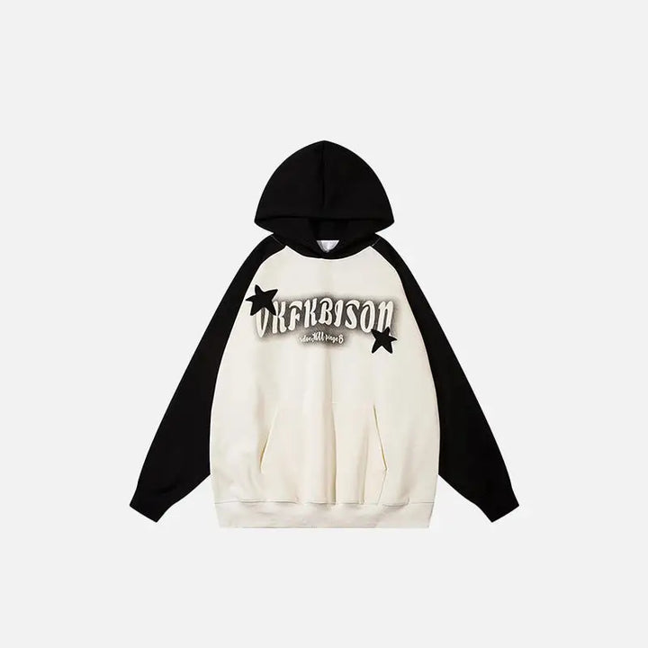Y2k letter star oversized hoodie for ultimate comfort and style - black / m - hoodies