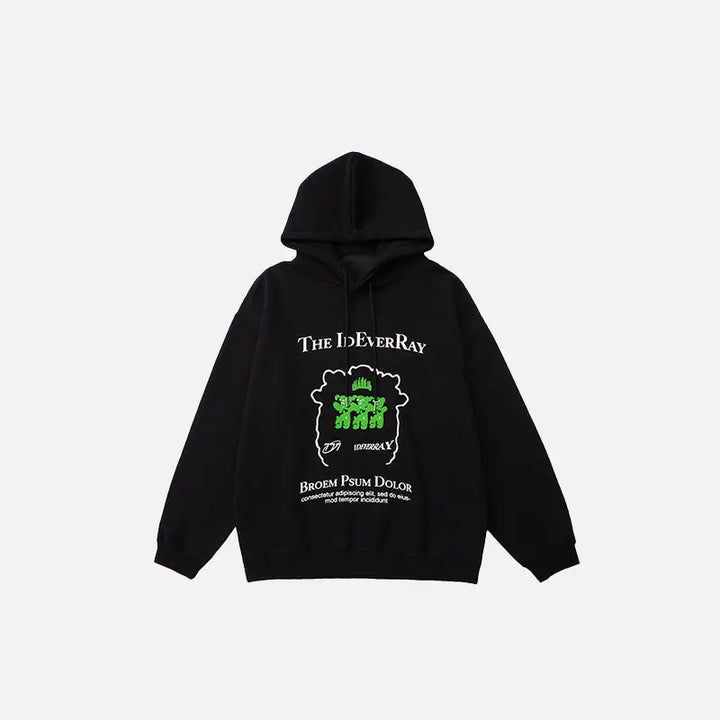 Comfortable oversized printed hoodie for y2k style enthusiasts - black / m - hoodies