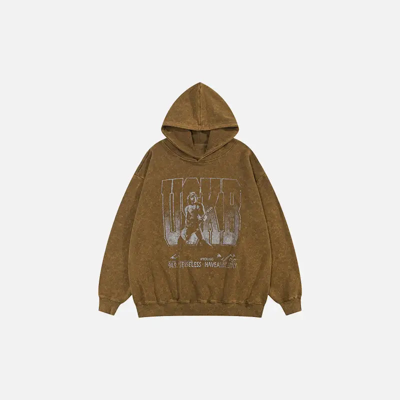 Y2k oversized musical hoodie for ultimate comfort and style - brown / s - hoodies