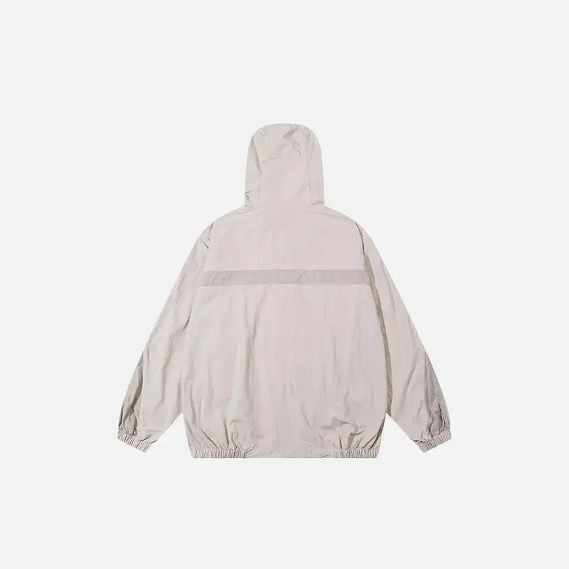 Y2k oversized windbreaker jacket with patchwork and zip closure