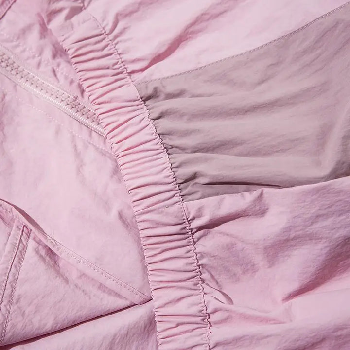 Y2k oversized windbreaker jacket with patchwork and zip closure