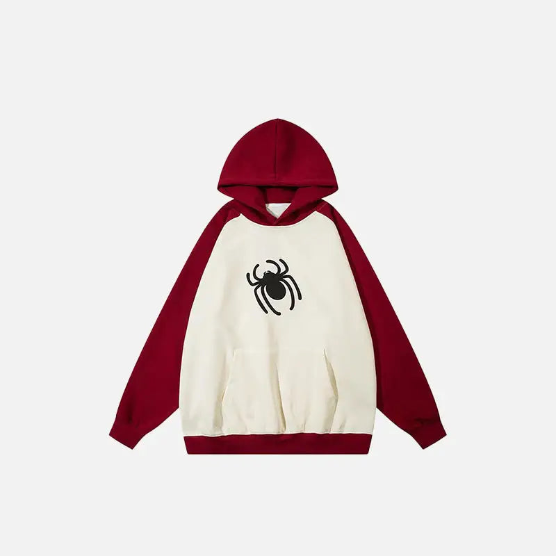 Y2k spider print oversized hoodie for comfort and style - burgundy / m - hoodies