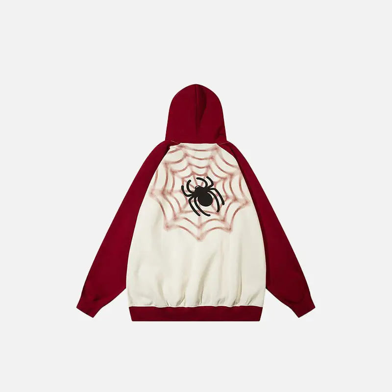 Y2k spider print oversized hoodie for comfort and style - hoodies