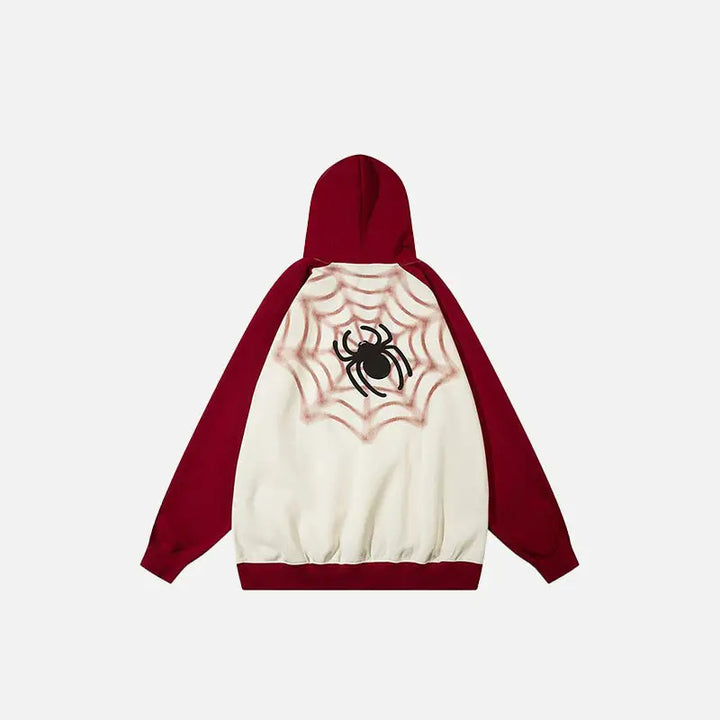 Y2k spider print oversized hoodie for comfort and style - hoodies
