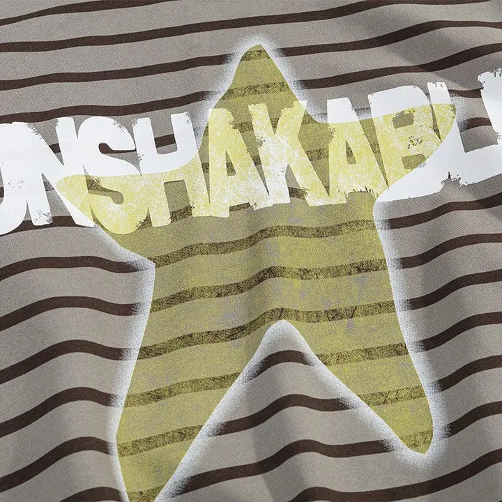 Y2k oversized hoodie with bold star print in striped design - hoodies