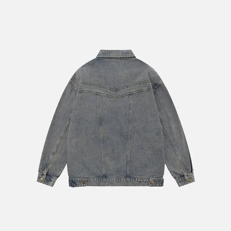 Y2k oversized plain washed denim jacket for fashion-forward style
