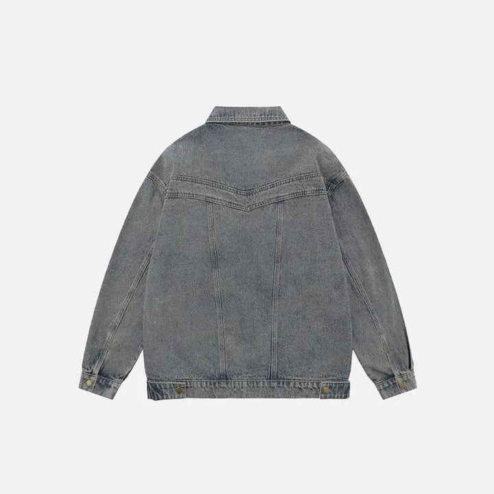 Y2k oversized plain washed denim jacket for fashion-forward style