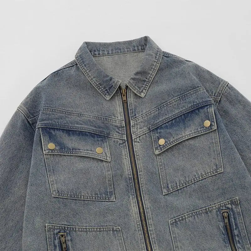 Y2k oversized plain washed denim jacket for fashion-forward style