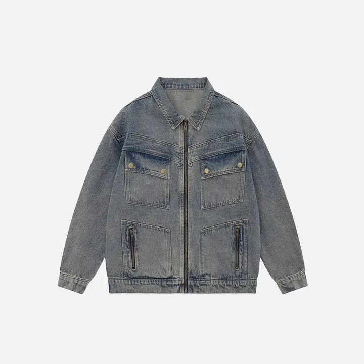 Y2k oversized plain washed denim jacket for fashion-forward style - blue / s