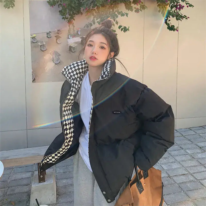 Y2k puffer jacket in luxurious broadcloth for warmth and style