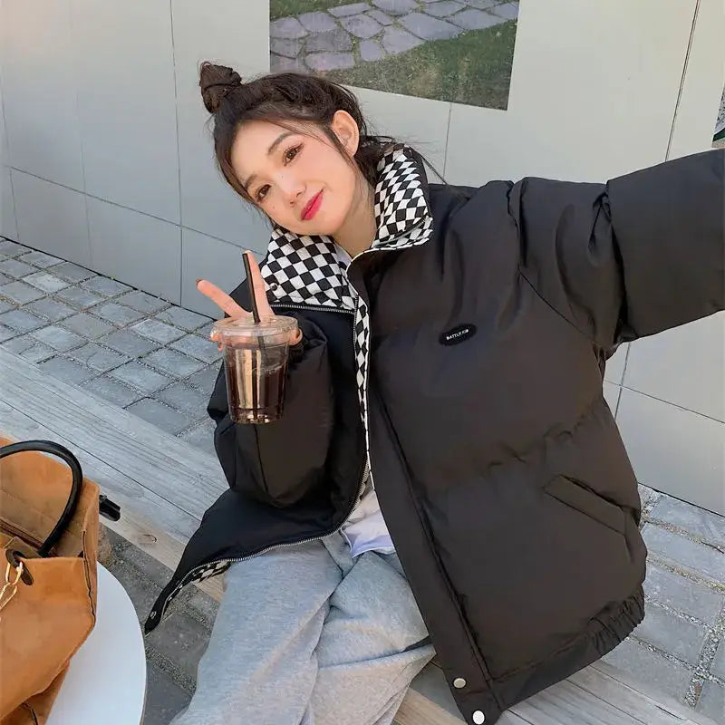 Y2k puffer jacket in luxurious broadcloth for warmth and style - black / s