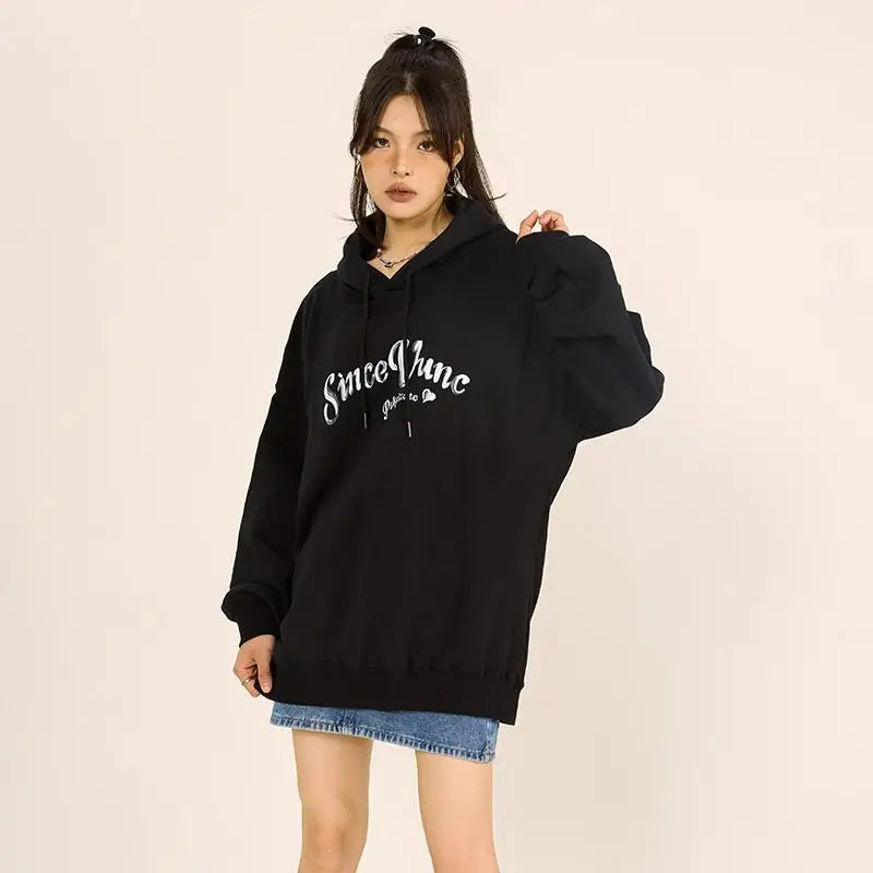 Y2k painted letter hoodie for stylish streetwear comfort - hoodies