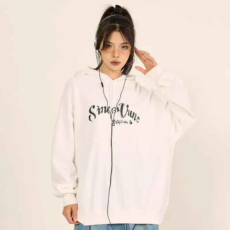 Y2k painted letter hoodie for stylish streetwear comfort - hoodies