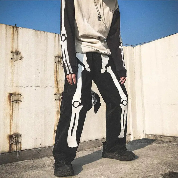 Y2k skeleton pants for a rebel style