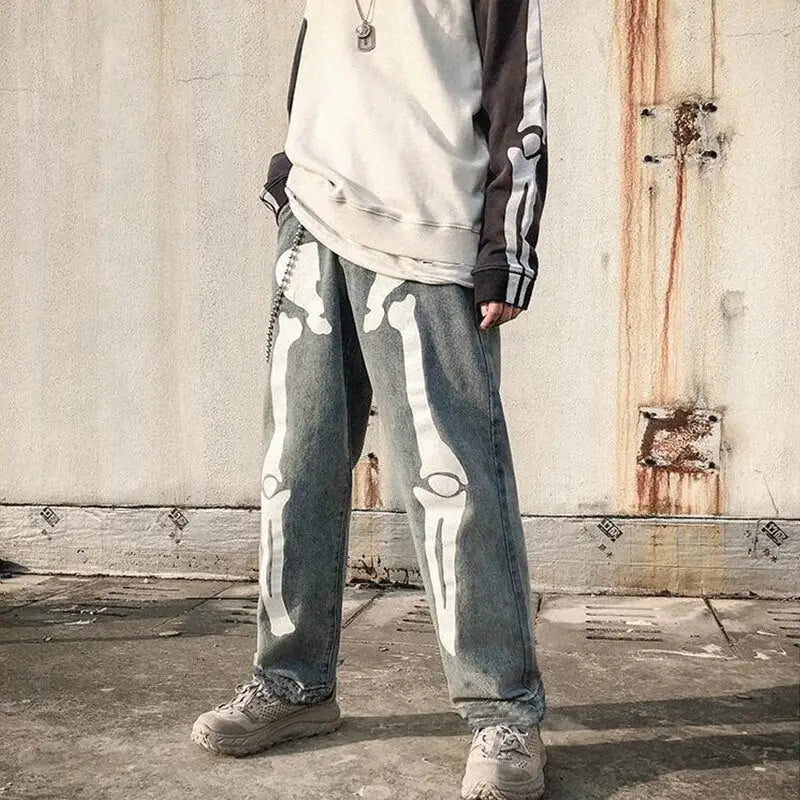 Y2k skeleton pants for a rebel style
