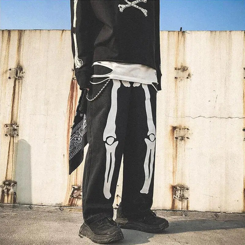 Y2k skeleton pants for a rebel style