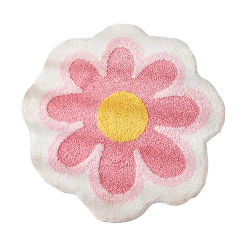 Pastel flower rug for a vibrant y2k aesthetic bedroom or bathroom - pink - rugs