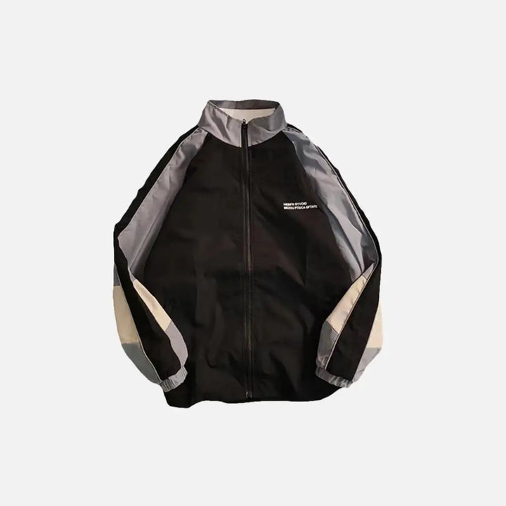 Color block y2k patchwork jacket for a stylish look - black / s - jackets