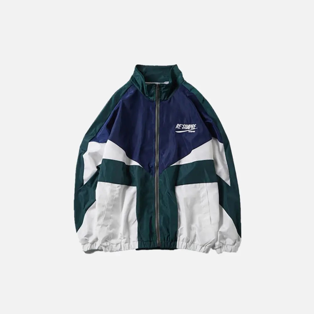 Y2k patchwork color block windbreaker jacket for bold fashion statements - blue / s - jackets