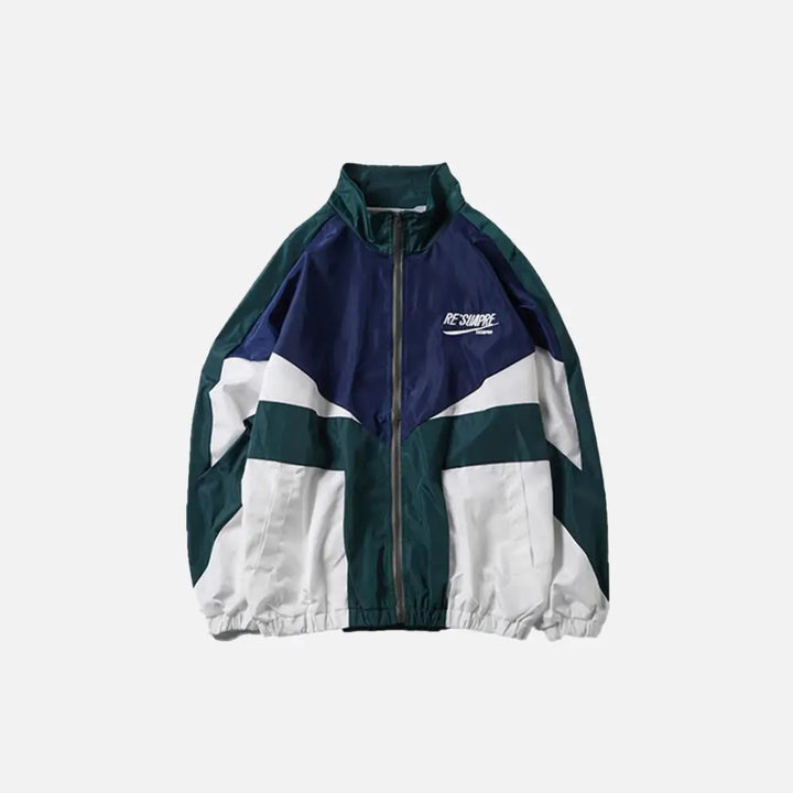 Y2k patchwork color block windbreaker jacket for bold fashion statements - blue / s - jackets