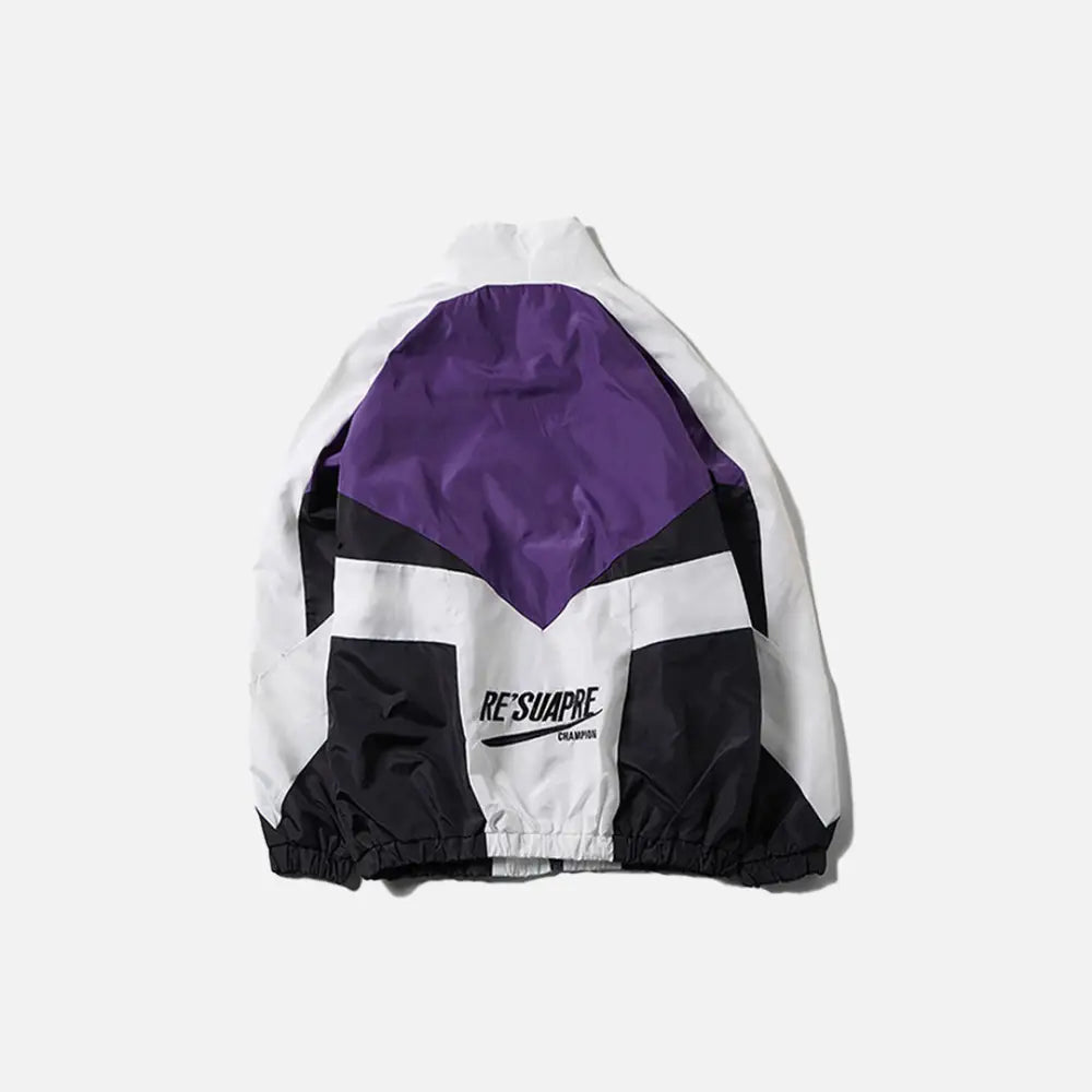 Y2k patchwork color block windbreaker jacket for bold fashion statements - jackets
