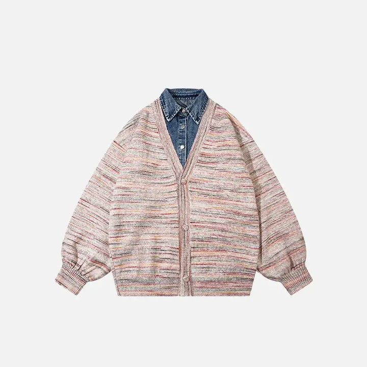 Y2k oversized patchwork denim jacket for unique style - khaki / s