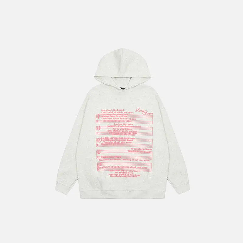 Y2k piano notes print hoodie for stylish comfort - gray / m - hoodies