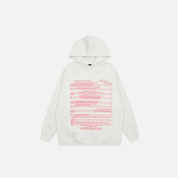 Y2k piano notes print hoodie for stylish comfort - gray / m - hoodies