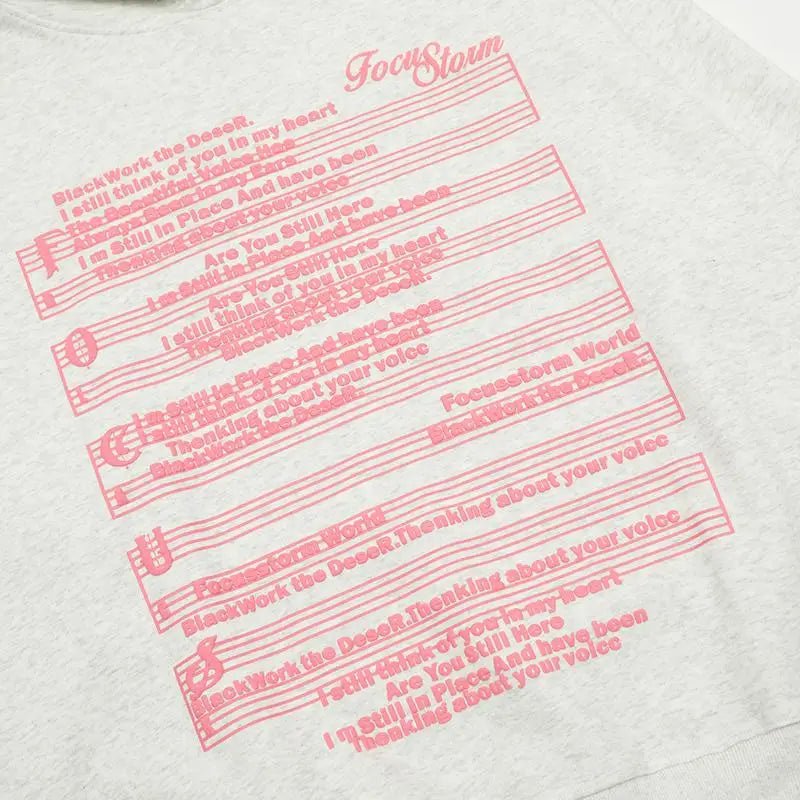 Y2k piano notes print hoodie for stylish comfort - hoodies