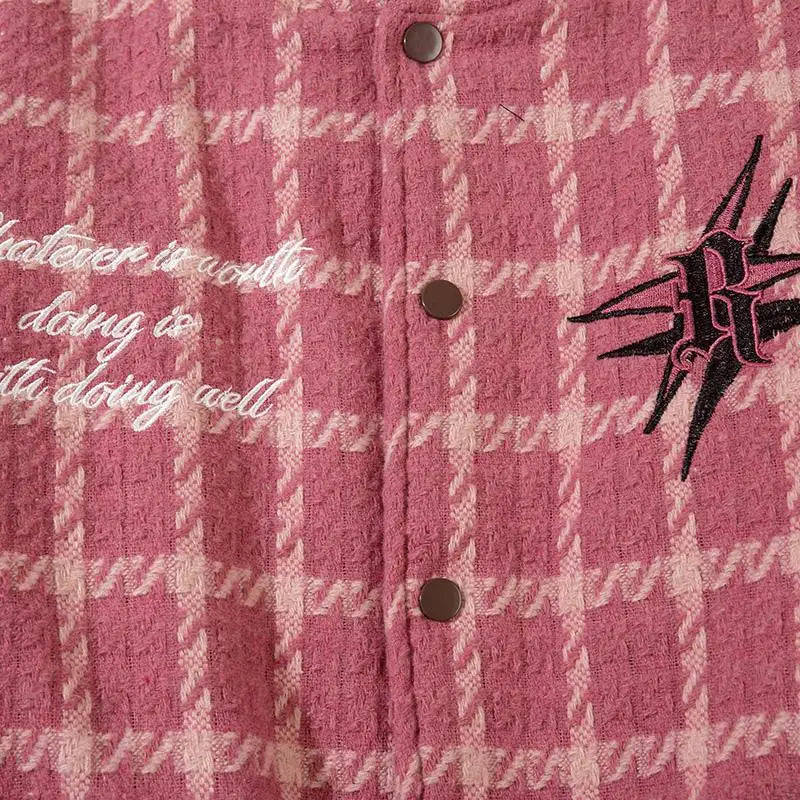 Y2k star print varsity jacket for retro style additions - varsity jackets